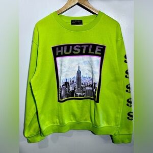 Hustle Lime Green Graphic Sweater